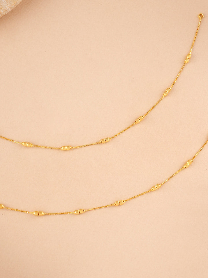 Fashionable Square Balls Gold Anklet