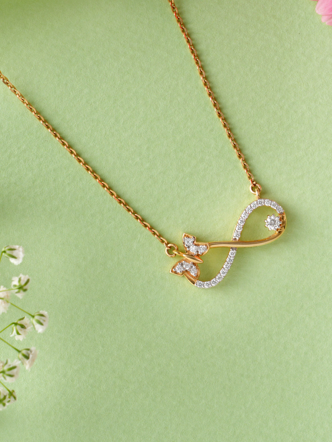 Rose Gold Butterfly Diamond Infinity Chain