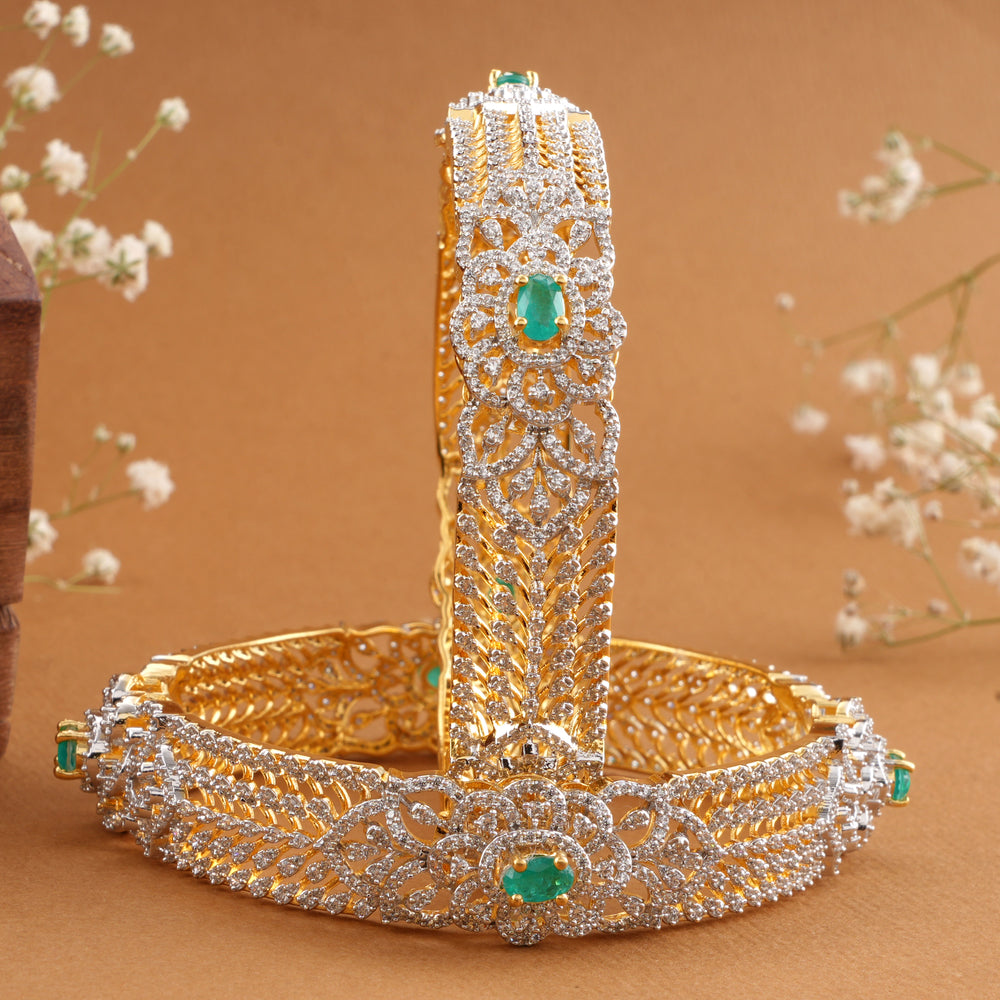 Oval Shape Emerald Swarovski Bangle