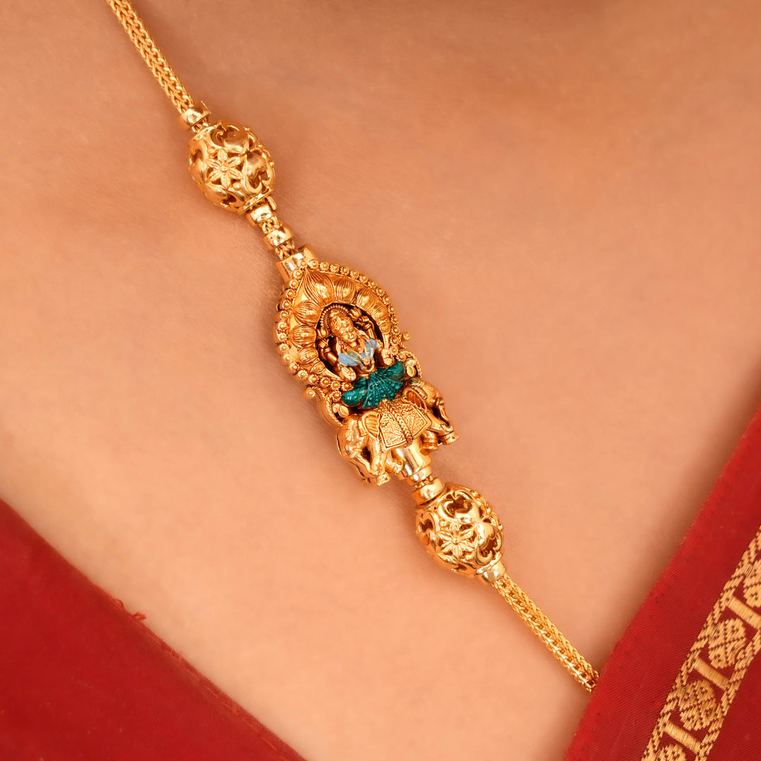 Golden Lakshmi & Elephant Mugappu Chain