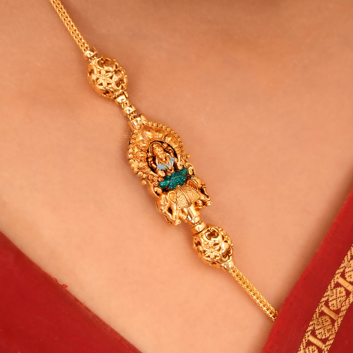 Golden Lakshmi & Elephant Mugappu Chain