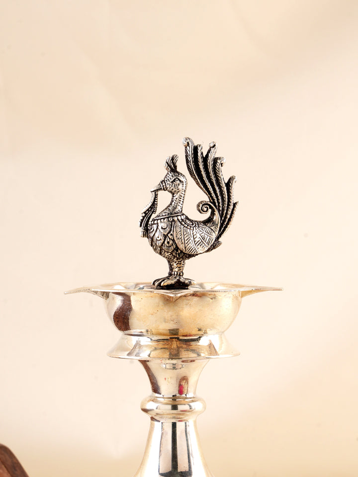 Handcrafted Elephant Motif Silver Vilakku