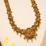 Elegant Peacock Temple Design Golden Drops Haram