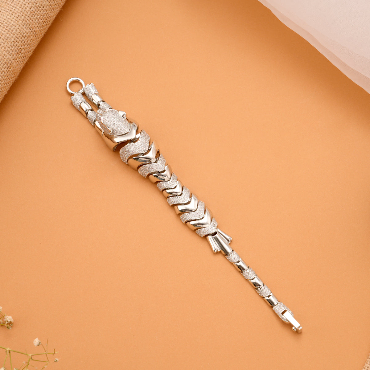 Flexible Jaguar Silver Bracelet for Men