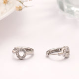 Trendy Round Shape Stone Silver Hoop Earring