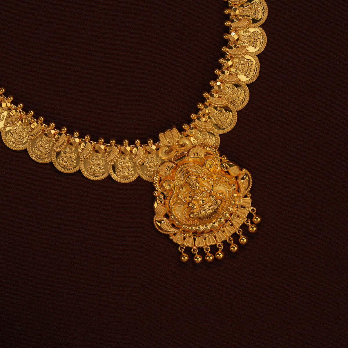 Heritage Lakshmi Pendant with Coin Gold Necklace