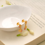 Tiny Charm Floral Leaf Golden Earring