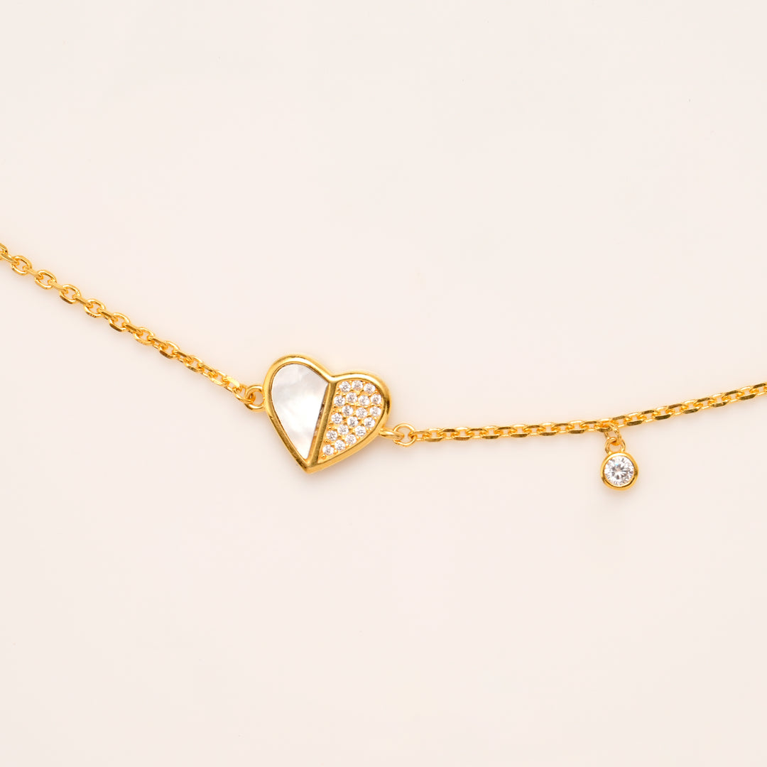 Mother of Pearl & CZ Heart Bracelet