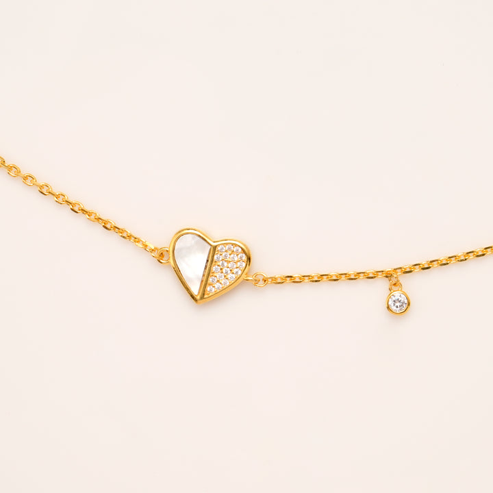 Mother of Pearl & CZ Heart Bracelet