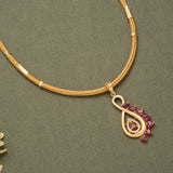 Radiant Ruby Infinity Pattern Golden Necklace