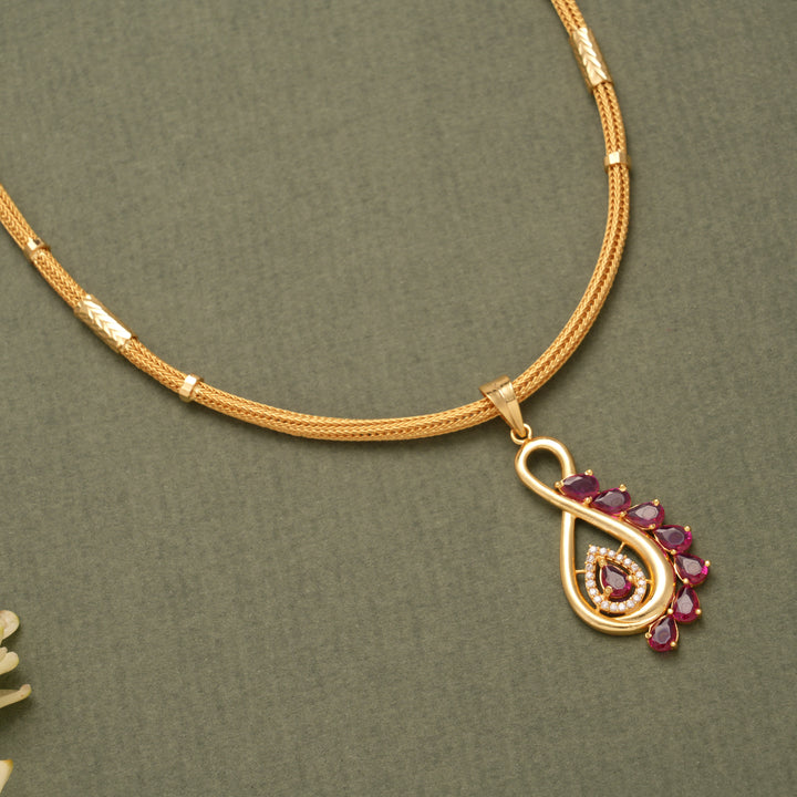 Radiant Ruby Infinity Pattern Golden Necklace