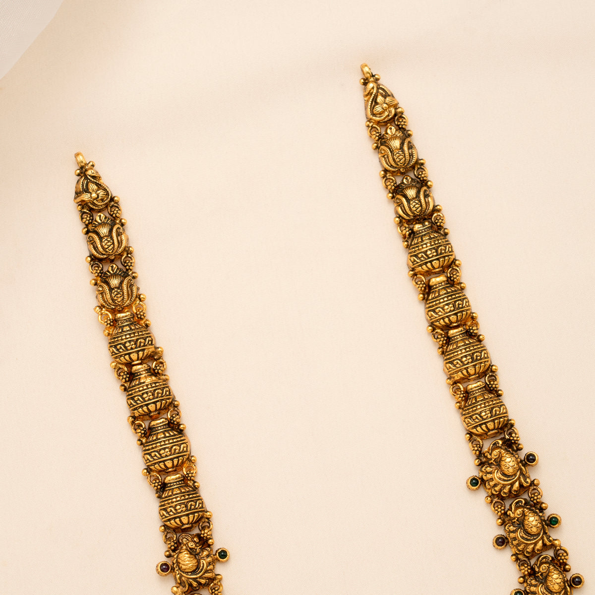 Elegant Peacock Temple Design Golden Drops Haram