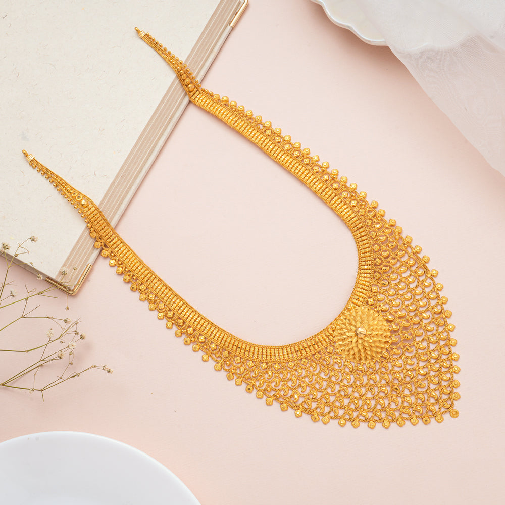 Kolkata Floral Bridal Long Gold Haram