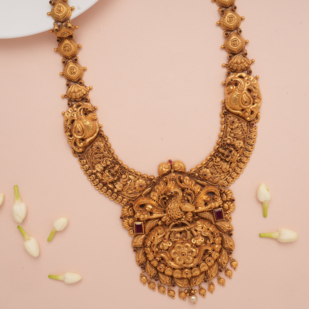 Antique Grand Peacock Motif Gold Haram