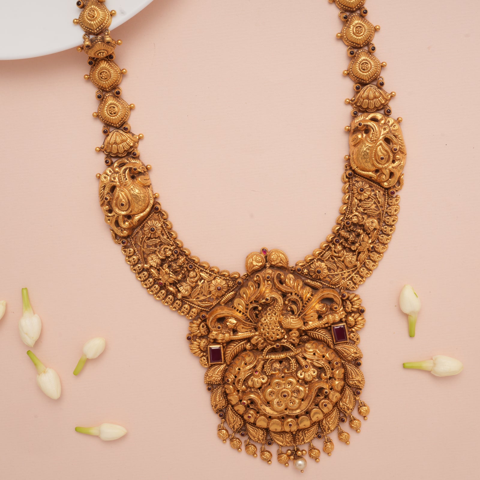 Antique Grand Peacock Motif Gold Haram