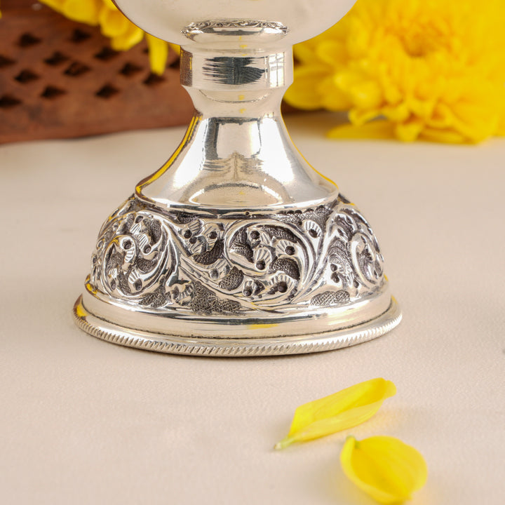 Temple Inspired Lakshmi Silver Vilakku