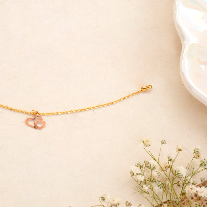 Tiny Tri-Tone Heart Gold Bracelet