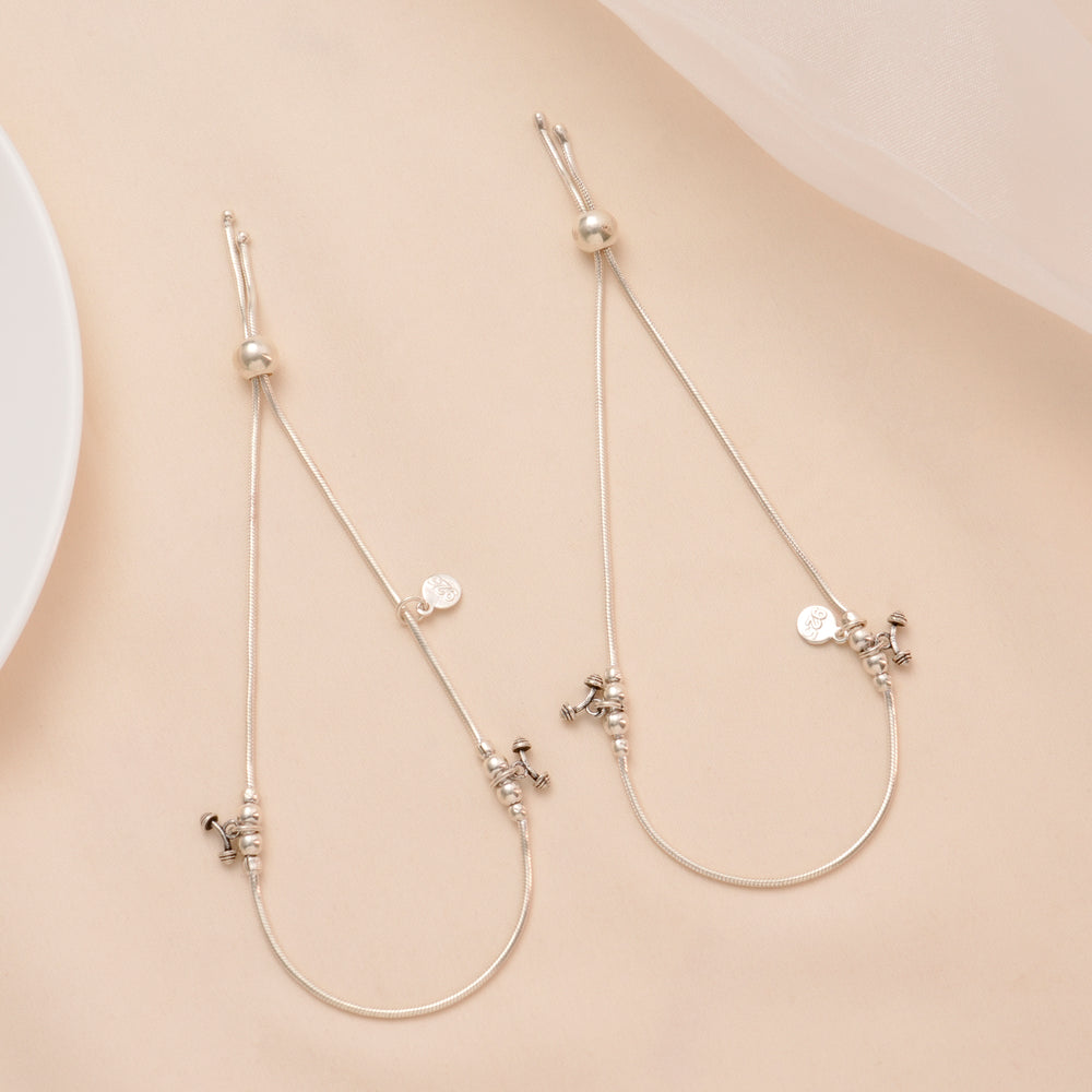 Dumbbells Design Silver Anklet