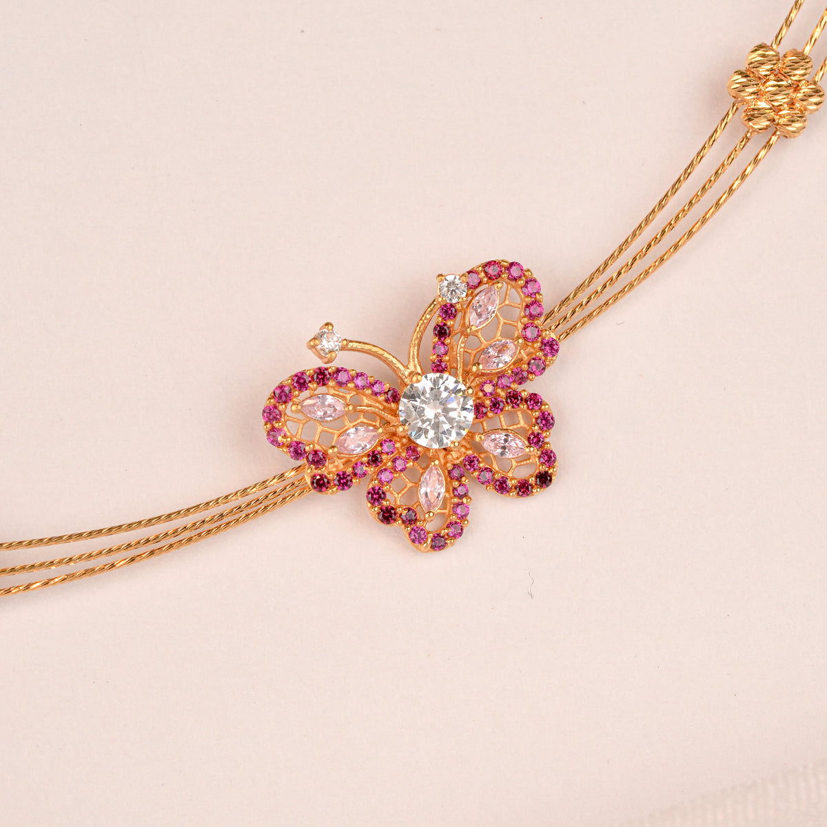 Butterfly Ruby Stone Gold Necklace