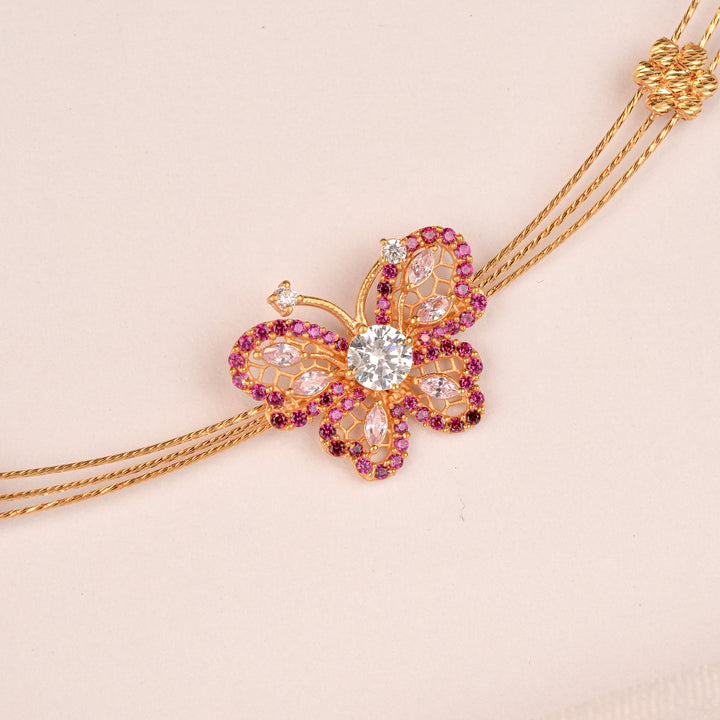 Butterfly Ruby Stone Gold Necklace