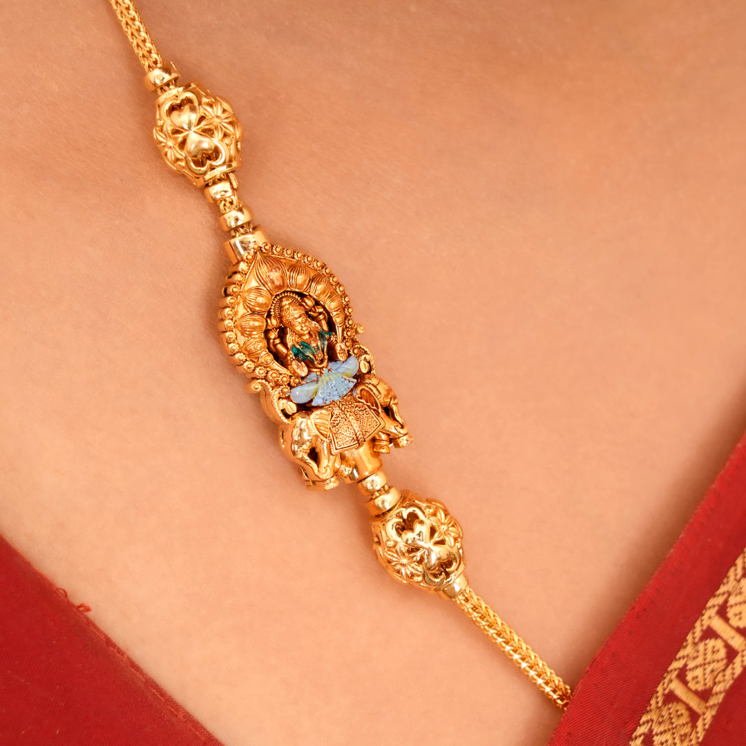 Golden Lakshmi & Elephant Mugappu Chain