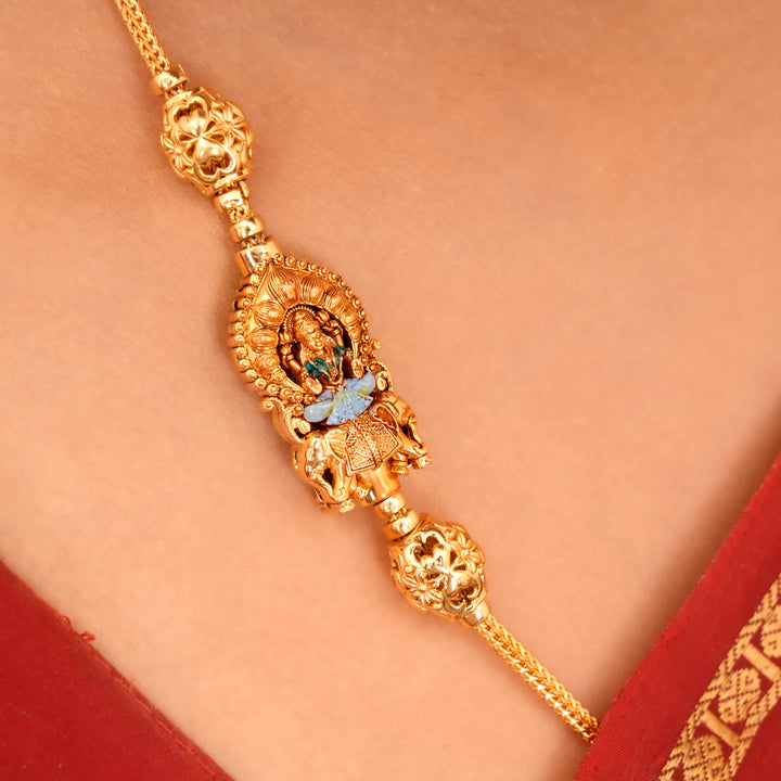 Golden Lakshmi & Elephant Mugappu Chain