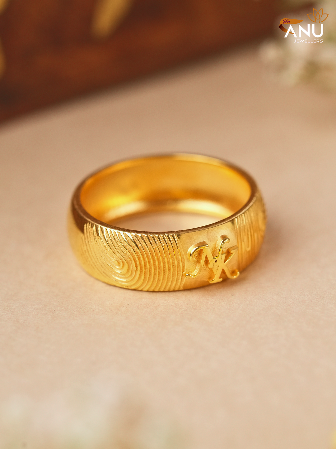 NK Letter with Fingerprint Couple Ring