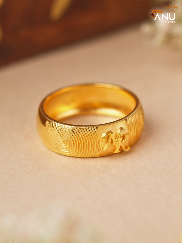 NK Letter with Fingerprint Couple Ring