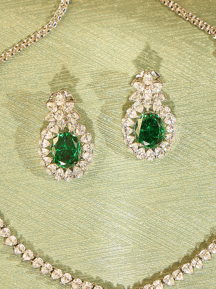 Crystal Drop Emerald Necklace Set