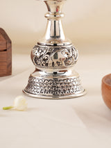 Handcrafted Elephant Motif Silver Vilakku