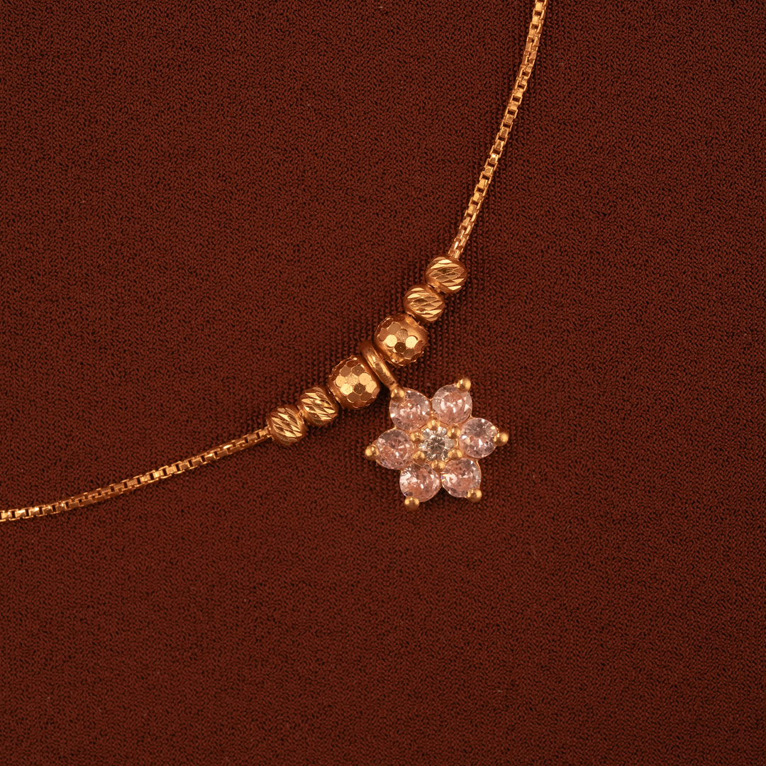 Elegant White Stone Flower Gold Chain