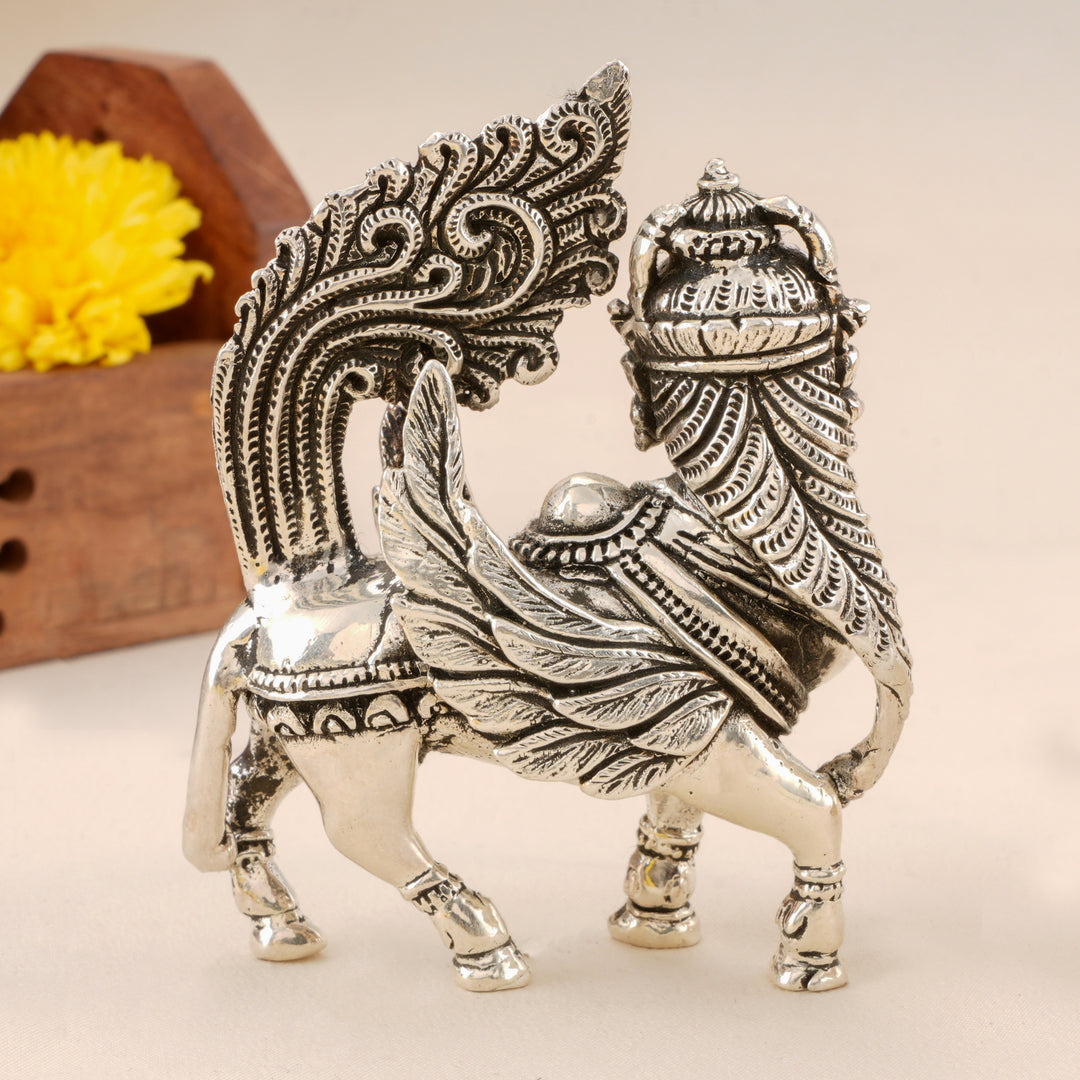 Antique Silver Kamadhenu Idol