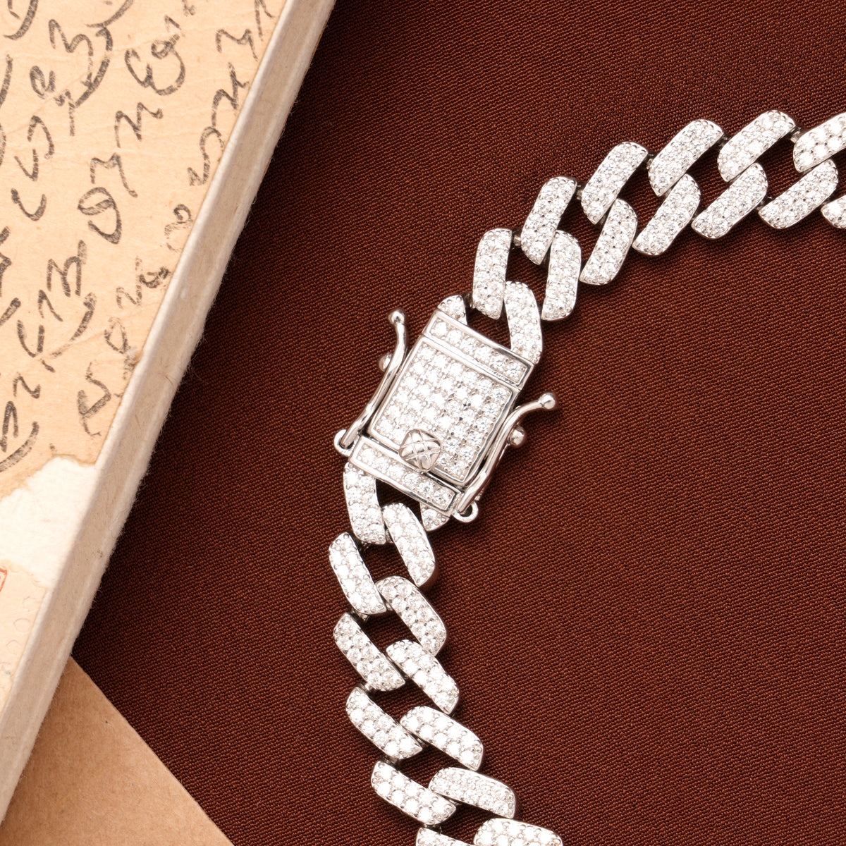 Classic Cuban Link with Stone Silver Bracelet
