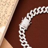 Classic Cuban Link with Stone Silver Bracelet