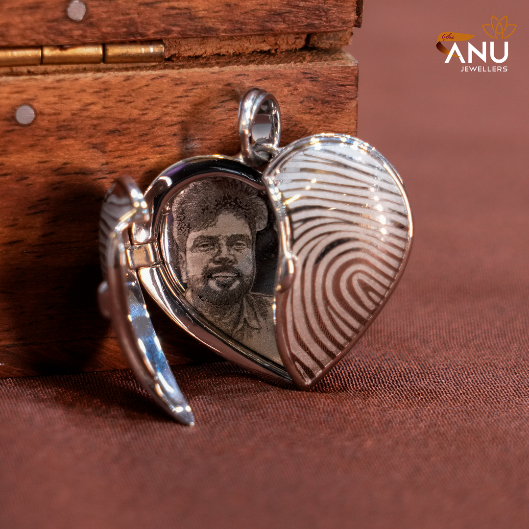 Customized Fingerprint & Photo Heart Platinum Pendant