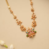 Elegant Peacock Lakshmi Golden Necklace Set