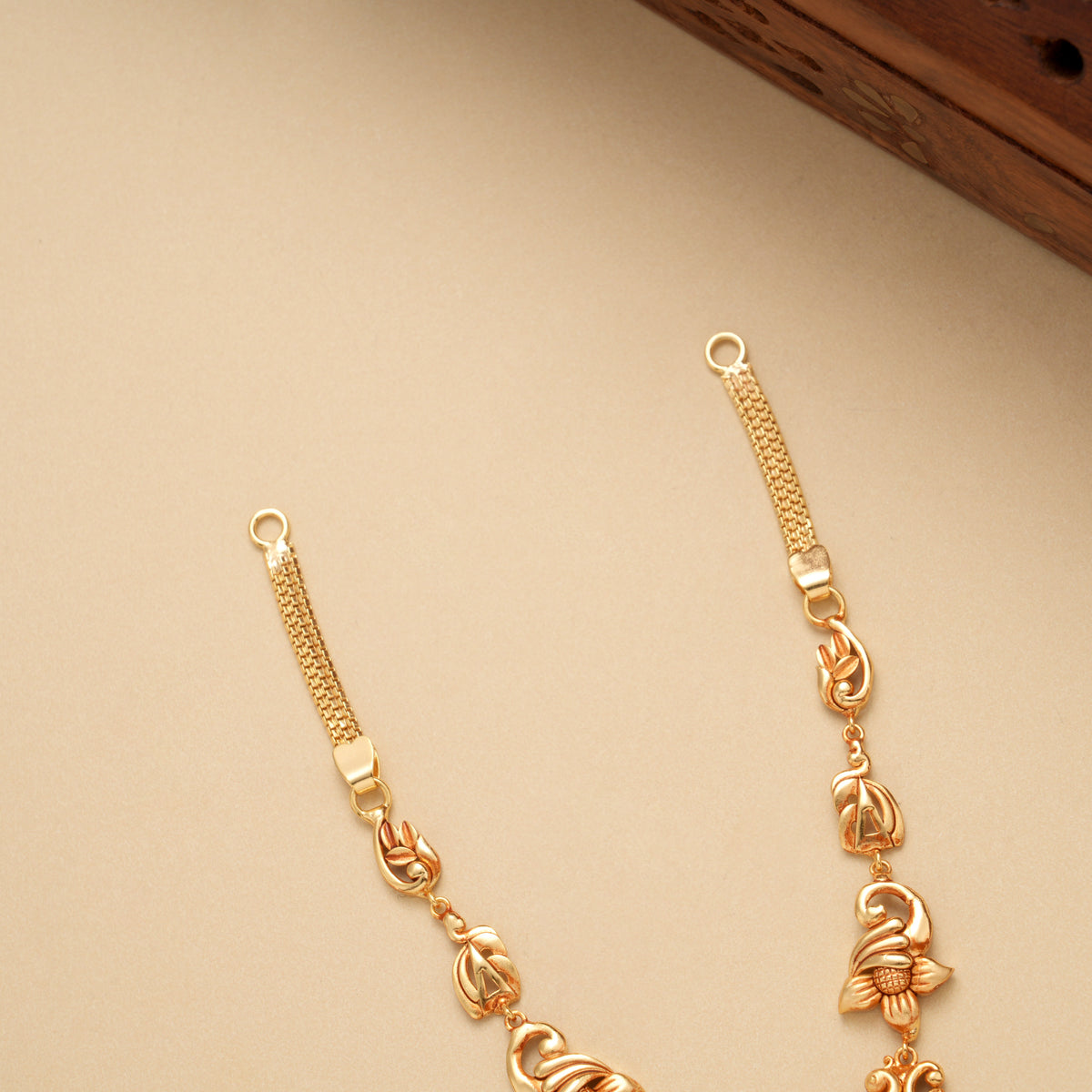 Elegant Peacock Lakshmi Golden Necklace Set