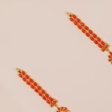 Coral Red Three-Layer White Stone Floral Haram