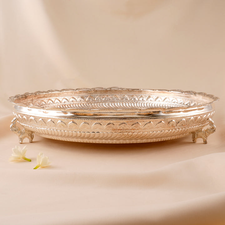 Elegant Round Silver Thamboolam Plate