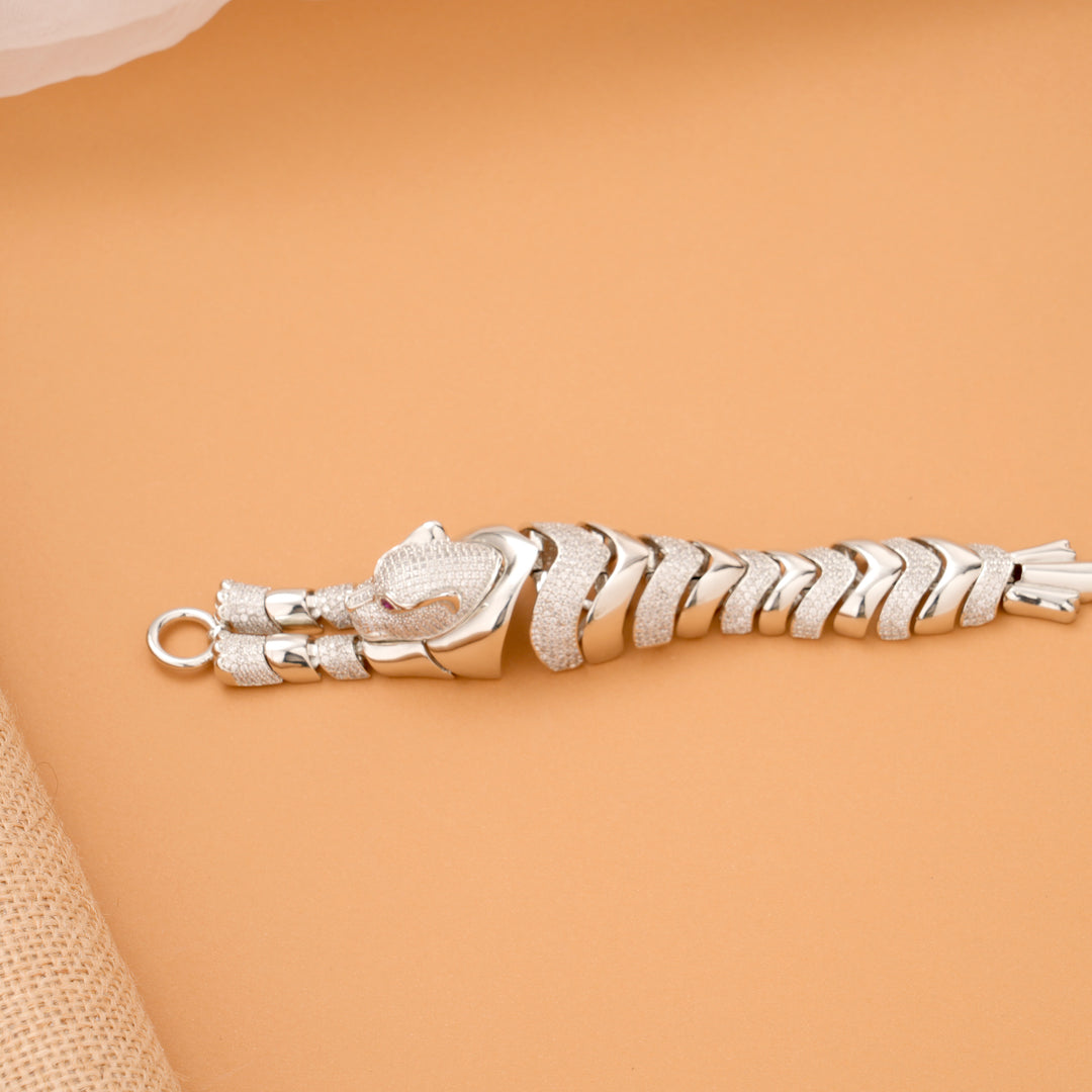 Flexible Jaguar Silver Bracelet for Men