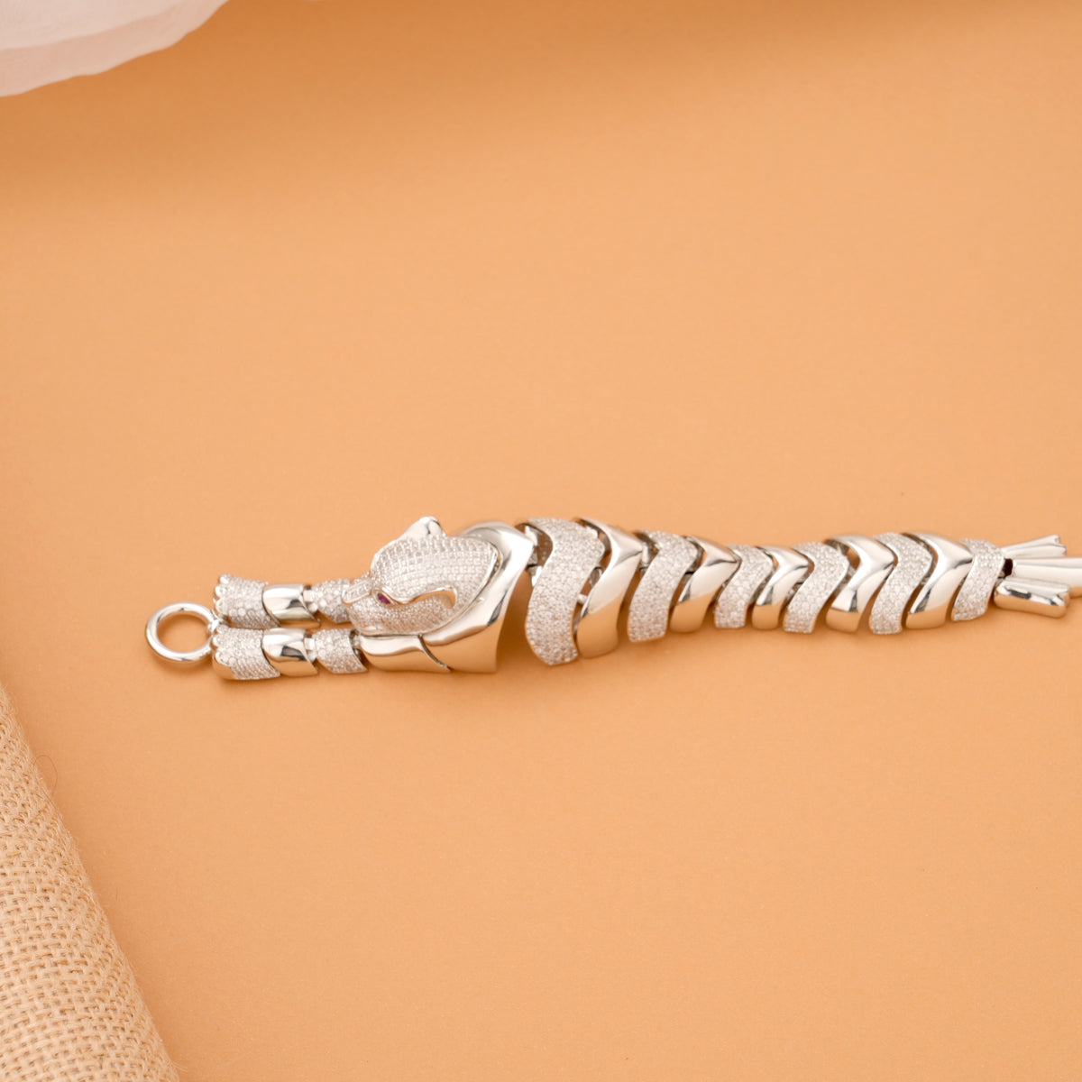 Flexible Jaguar Silver Bracelet for Men