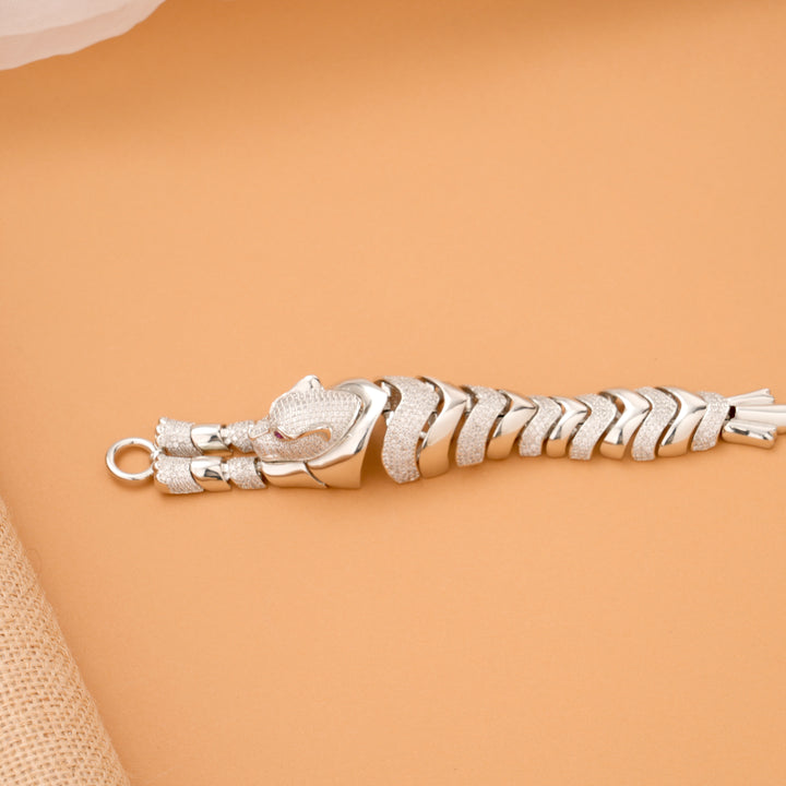 Flexible Jaguar Silver Bracelet for Men