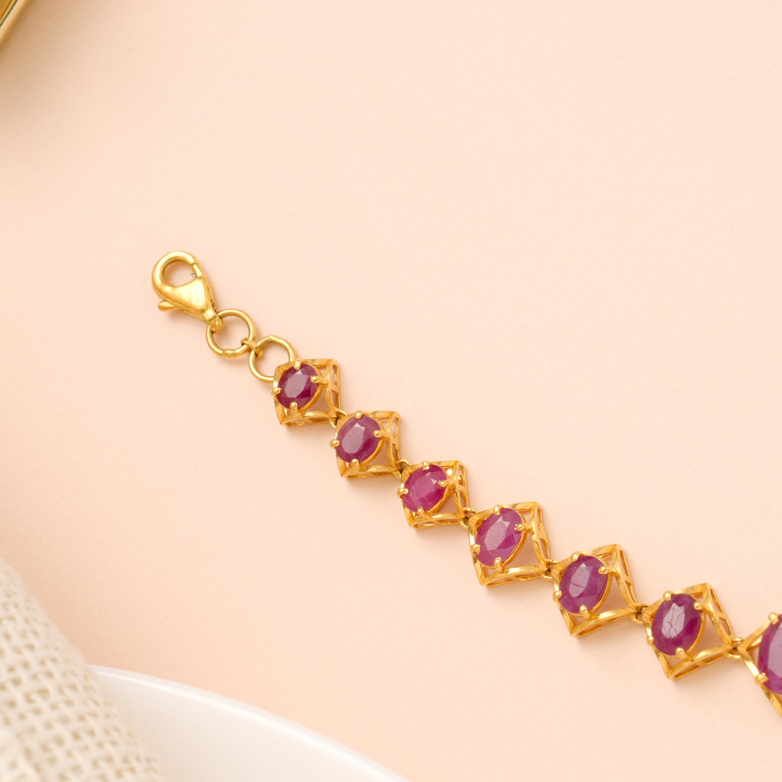 Authentic Ruby Stone Gold Bracelet for Women