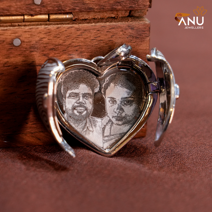 Customized Fingerprint & Photo Heart Platinum Pendant