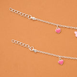 Pink Heart and Butterfly Silver Baby Anklets