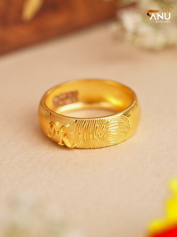 NK Letter with Fingerprint Couple Ring