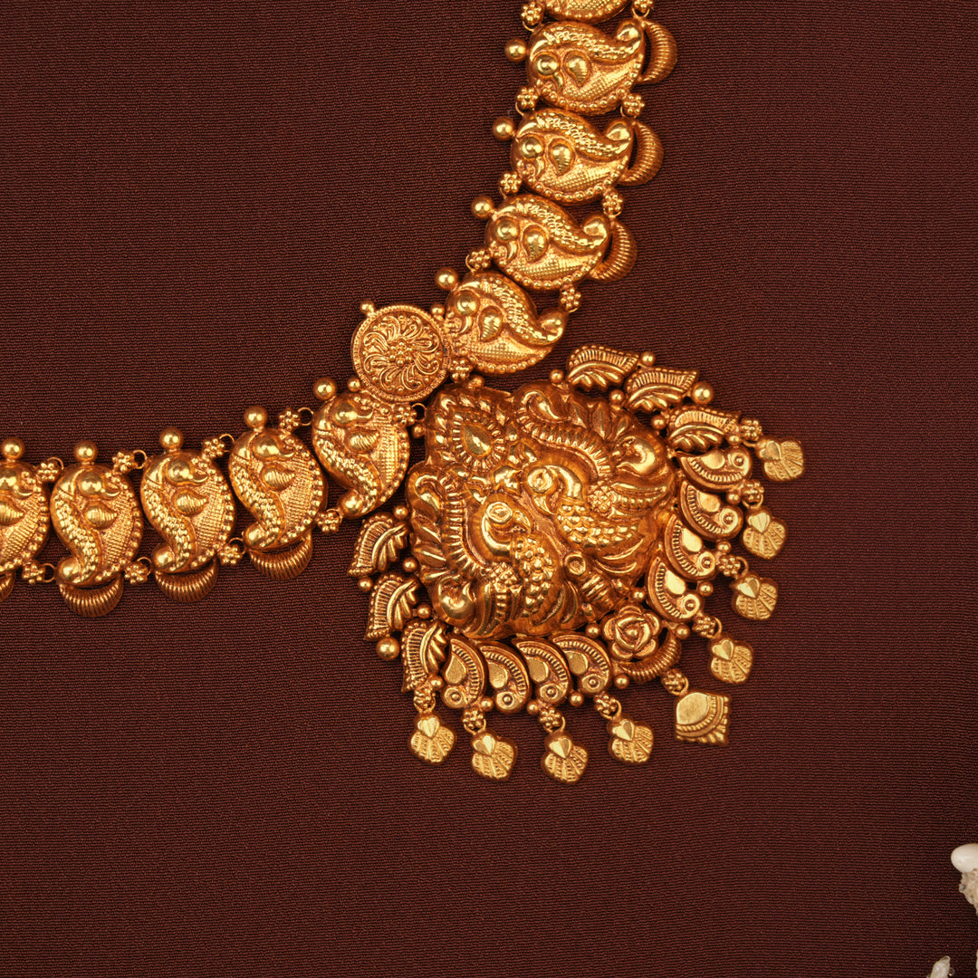 Traditional Dual Nagas Peacock with Gold Leaf Haram