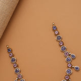Elegant Purple Stone Golden Necklace Set