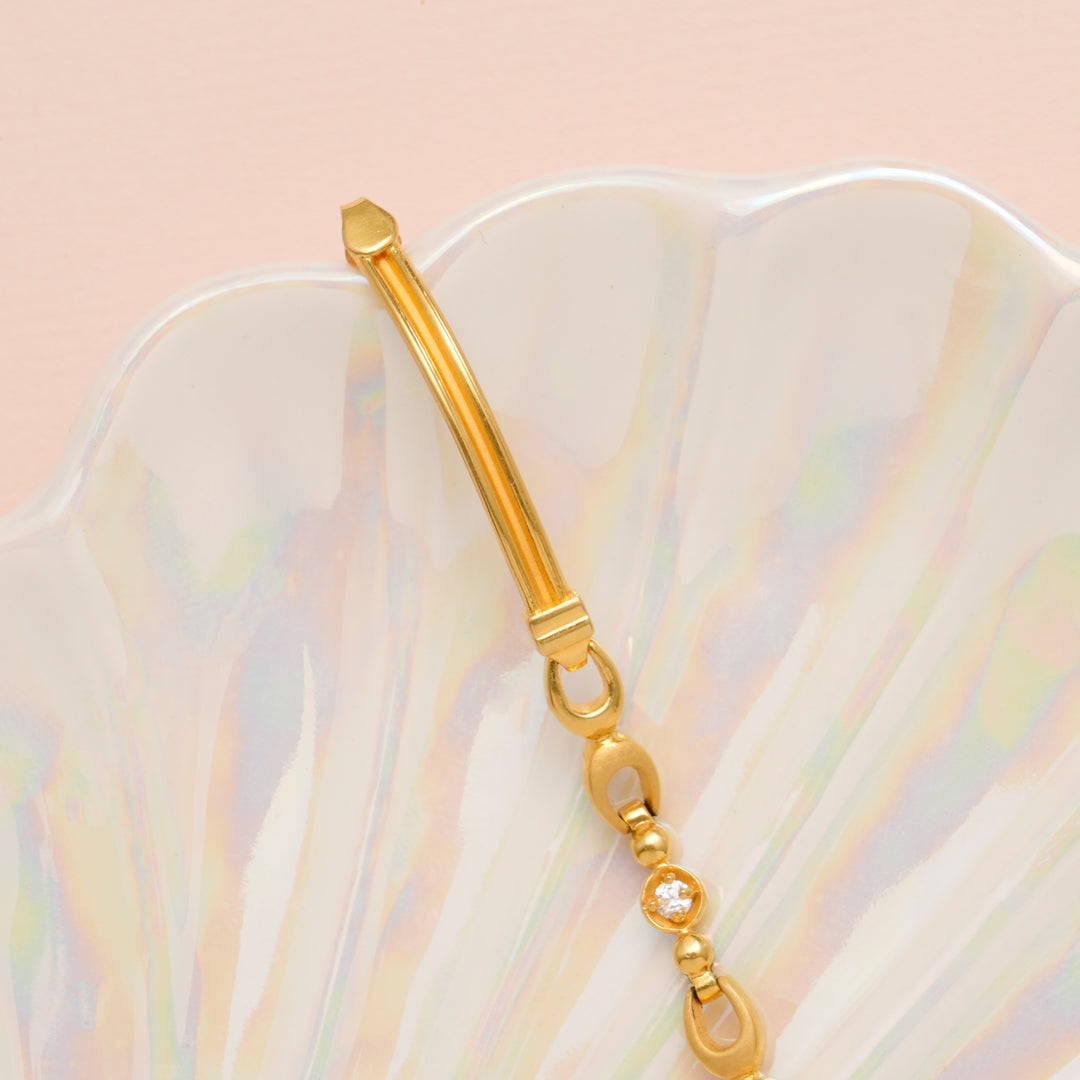 Single Stone Fancy Gold Bracelet for Women