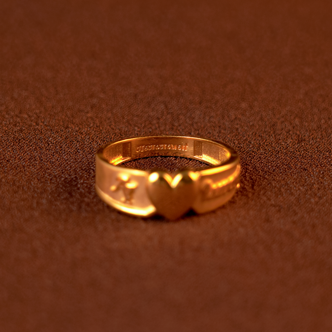 Customised Heart Name Gold Couple Ring